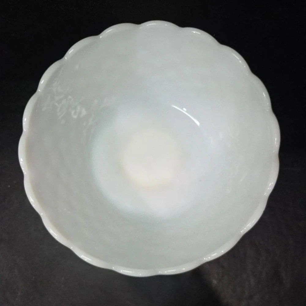 Milk Glass Diamond Quilt Footed Fruit Bowl, Vintage White Pedestal Compote